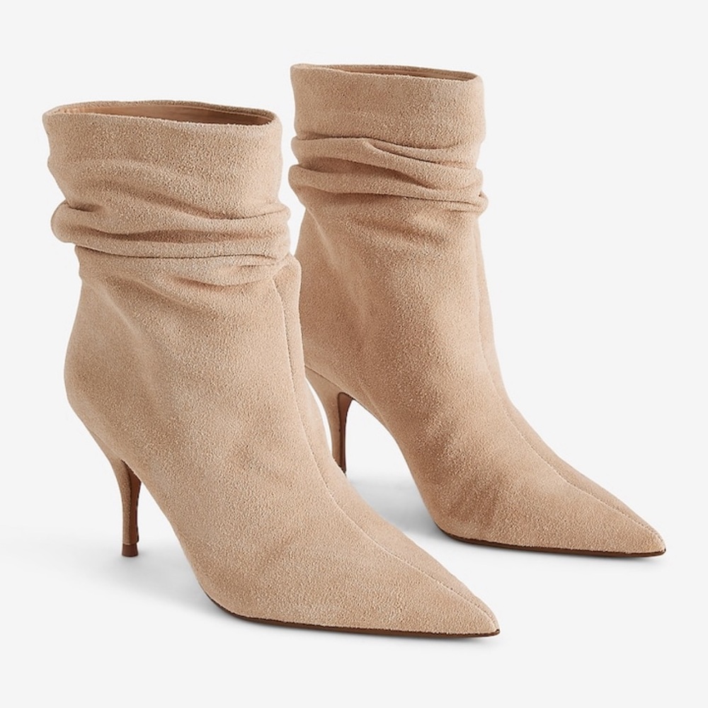BRIAN ATWOOD X EXPRESS SUEDE SLOUCH THIN HEELED BOOTS